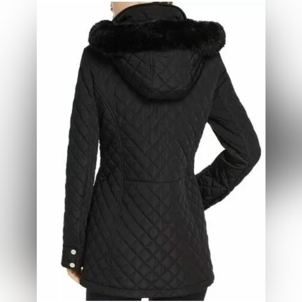 Calvin Klein Faux-fur, water-resistant hooded, quilted coat